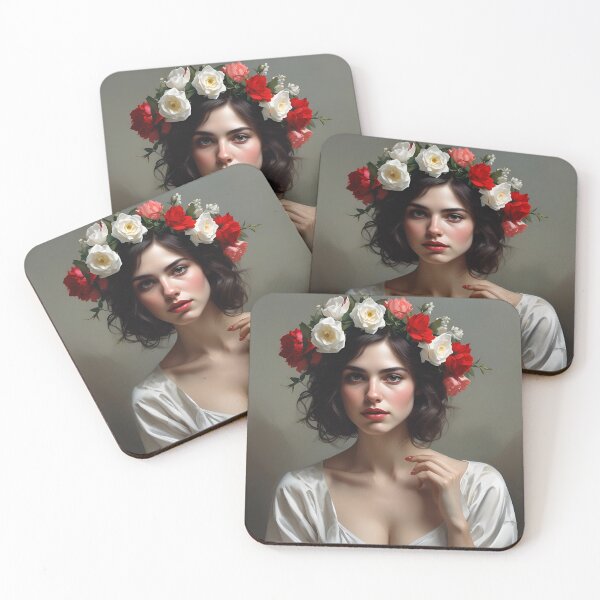 Item preview, Woman with flowers wall art print designed and sold by MK26Designs.