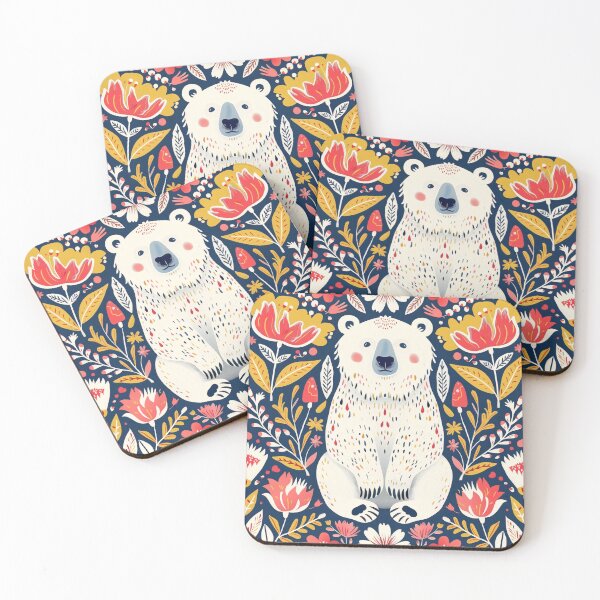 Item preview, Scandinavian Folk Art, Floral Polar Bear designed and sold by xiao xuans.