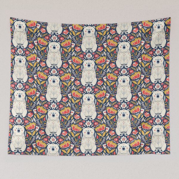 Item preview, Scandinavian Folk Art, Floral Polar Bear designed and sold by xiao xuans.