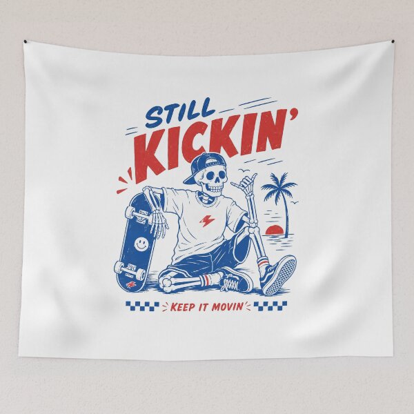 Item preview, Still Kickin Skeleton Skateboard Design designed and sold by olosra.