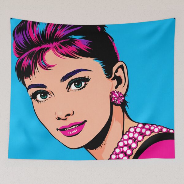 Item preview, Audrey Hepburn Pop Art Portrait with Breakfast at Tiffany’s & Roman Romance Vibes designed and sold by Analog Aura .