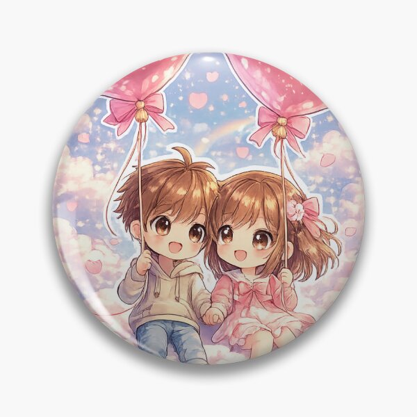 Item preview, Cute Couple Floating with Pink Heart Balloons Sticker Art designed and sold by tommytvkids.