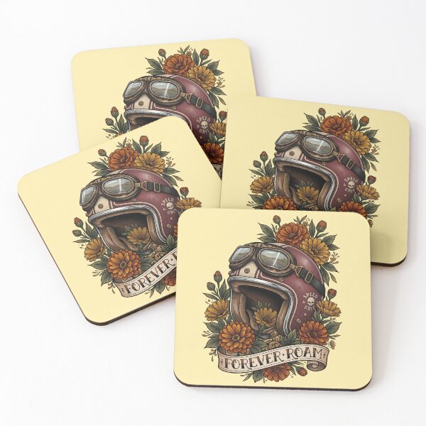 Item preview, Vintage Motorcycle Helmet Marigold Flowers Neo Traditional Tattoo designed and sold by RetroRewind Studio.