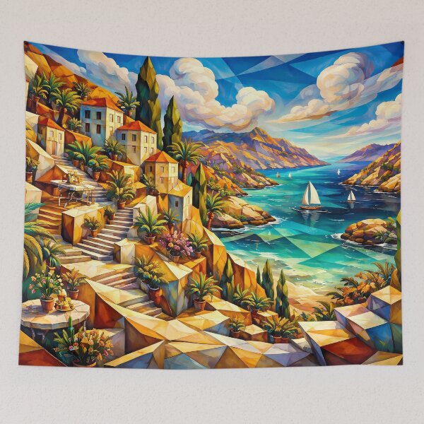 Item preview, Vibrant Mediterranean Coastline designed and sold by cuprum.