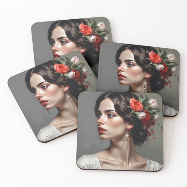 Item preview, Woman with flowers wall art print designed and sold by MK26Designs.