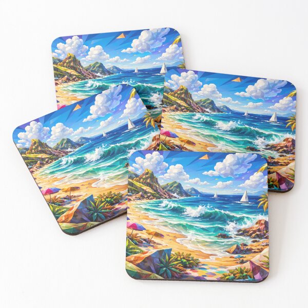 Item preview, Tropical Geometric Beach Scene designed and sold by cuprum.