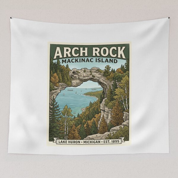 Item preview, Arch Rock Mackinac Island Lake Huron Michigan Est. 1895 Travel Destination designed and sold by JonesFlora2025.