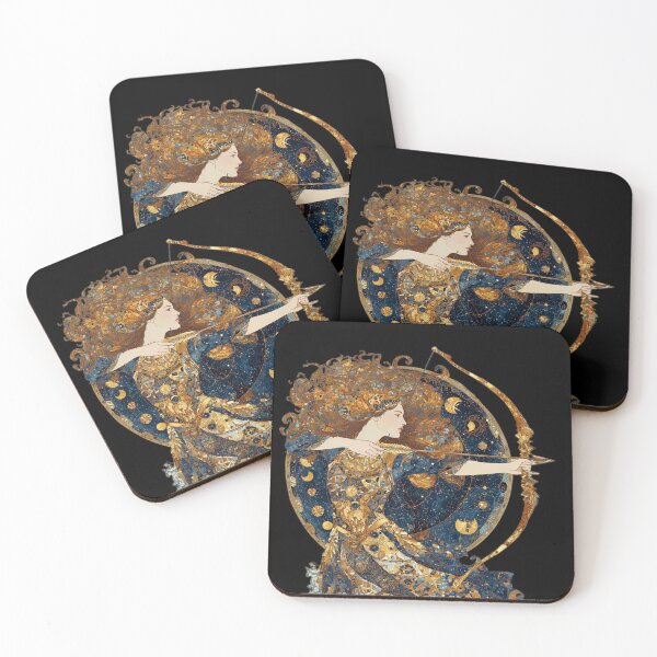Item preview, Sagittarius Zodiac Art - Vintage Nouveau Celestial Archer Goddess designed and sold by KissMyBerry.