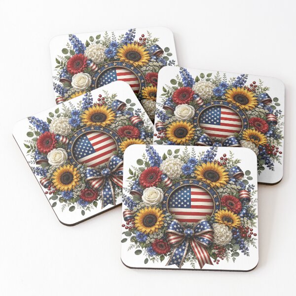 Item preview, Patriotic Sunflower Wreath designed and sold by PetalGarden.