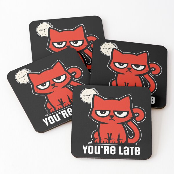 Item preview, "You're Late" – Funny Red Cat Sarcastic Cartoon (for dark colors) designed and sold by RedCat-Studio.