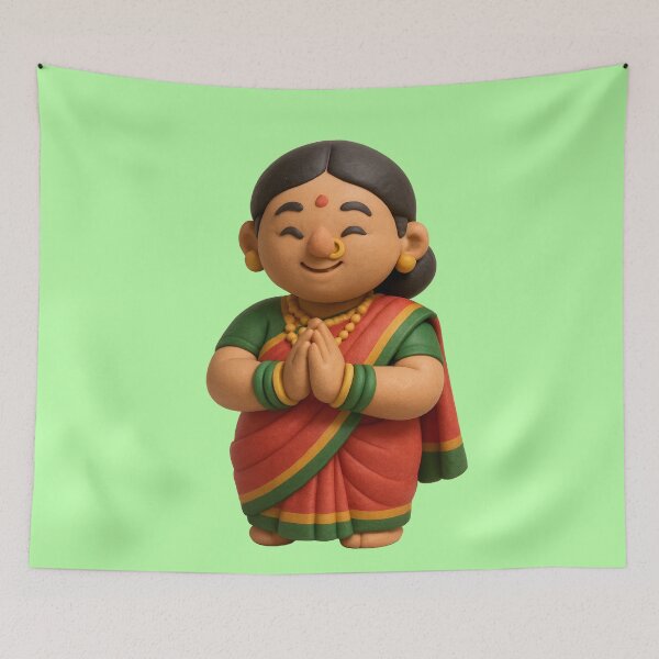 Item preview, Cute Maharashtrian Woman 3D Clay art designed and sold by krazzyremo.