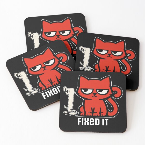 Item preview, "Fixed It" – Funny Red Cat Sarcastic Cartoon (for dark colors) designed and sold by RedCat-Studio.