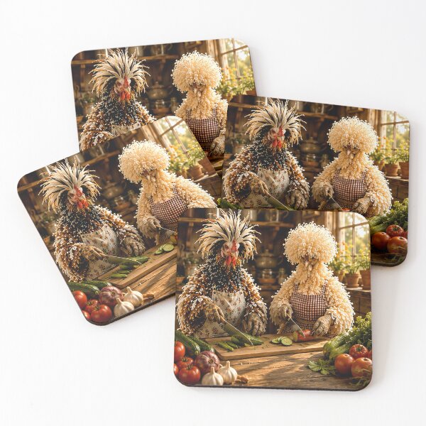 Item preview, Farmhouse Chickens Preparing Fresh Garden Vegetables | Rustic Kitchen Art designed and sold by Mystical1971.