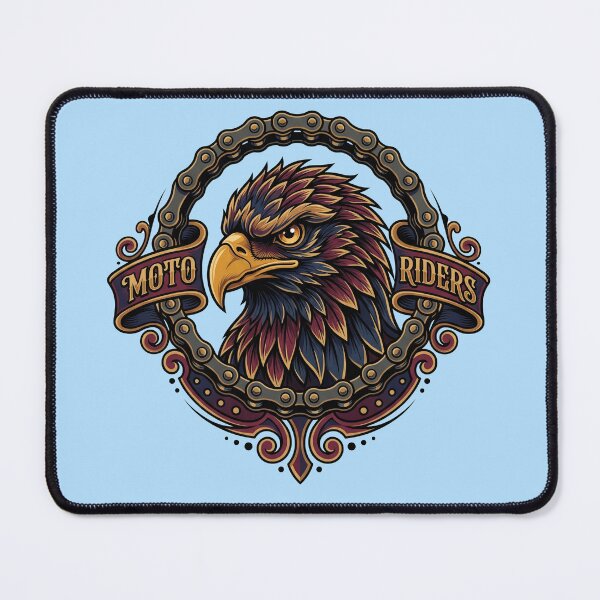 Item preview, Biker Eagle Head Motorcycle Chain Neo Traditional Tattoo designed and sold by RetroRewind Studio.
