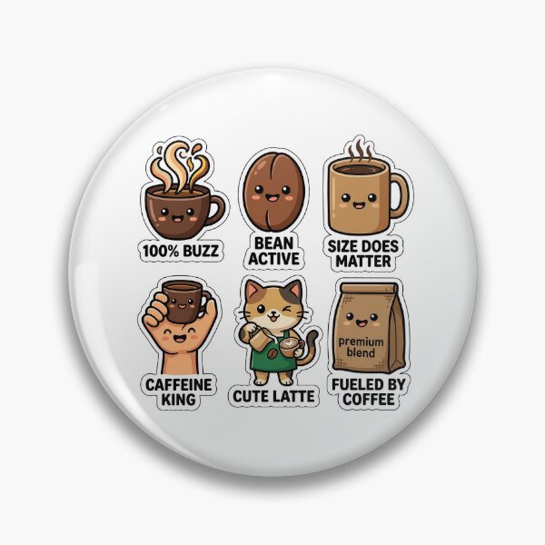 Item preview, Kawaii Caffeine Rush Sticker Pack - Cute Coffee & Energy Puns designed and sold by SimpleP.