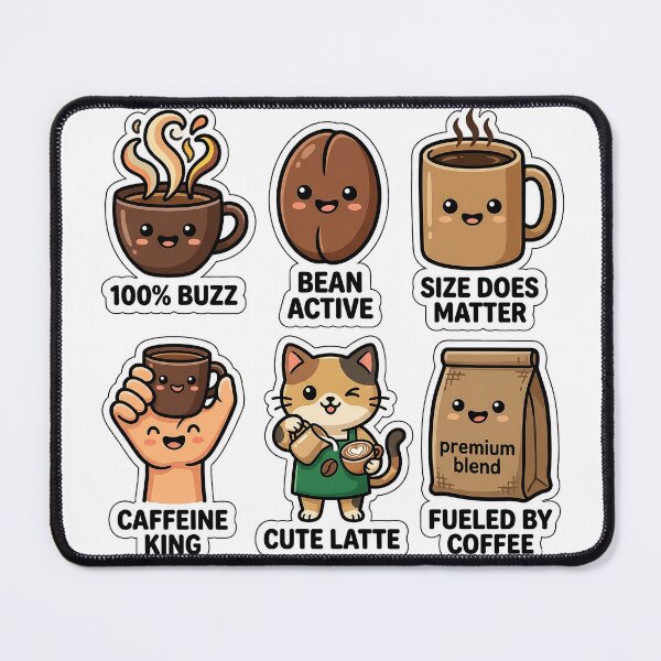 Item preview, Kawaii Caffeine Rush Sticker Pack - Cute Coffee & Energy Puns designed and sold by SimpleP.