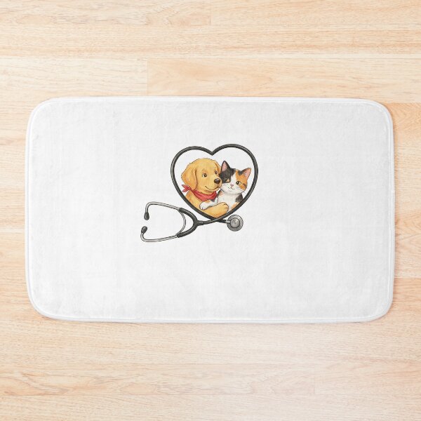 Item preview, Cute Puppy and Kitten Stethoscope Heart Vet Tech designed and sold by elderberry.