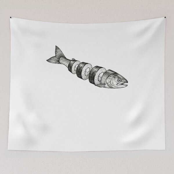 Item preview, Sliced Fish and Sushi Roll Japanese Food Art designed and sold by elderberry.