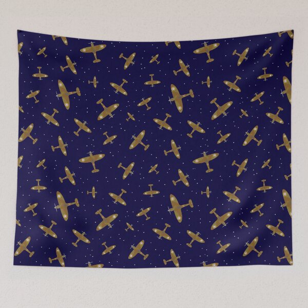 Item preview, Spitfire War Planes in Flight on Navy Blue designed and sold by CreativeTwins.