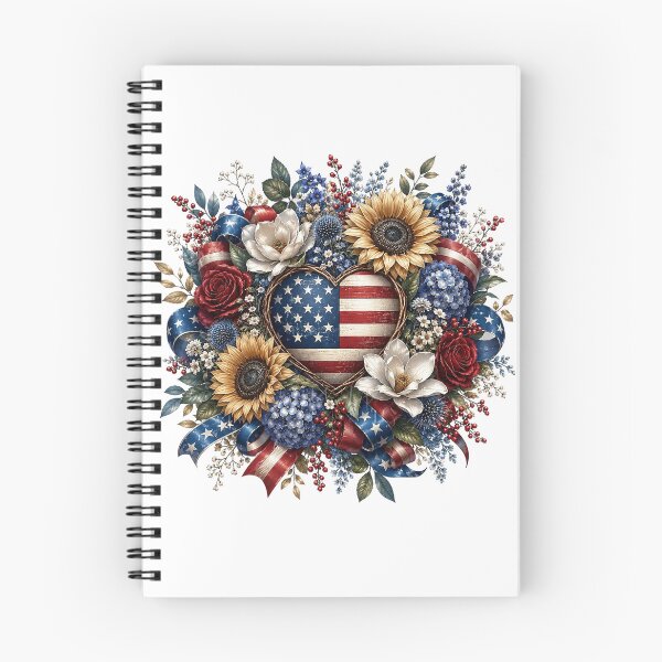Item preview, American Flag Heart Floral Wreath designed and sold by PetalGarden.