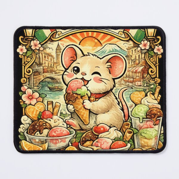 Item preview, Mouse Eating Gelato Italy Kawaii designed and sold by redsharkuk.