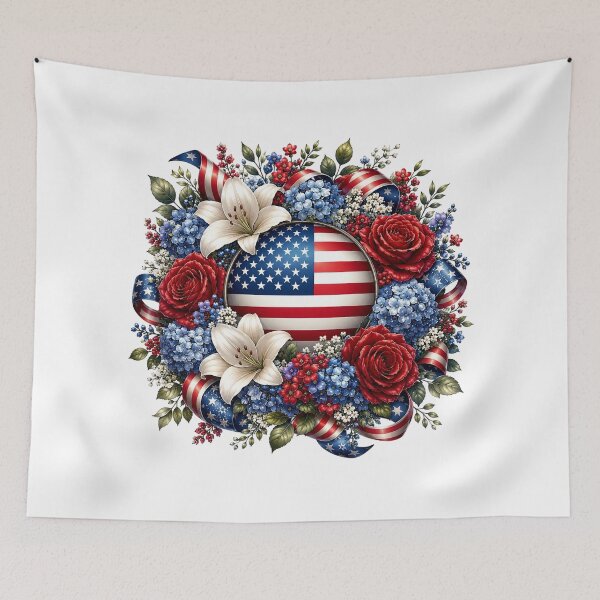 Item preview, Patriotic Rose and Lily Wreath designed and sold by PetalGarden.
