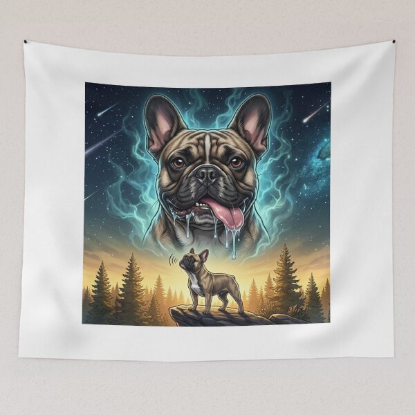 Item preview, Drooling French Bulldog Cosmic Forest Art designed and sold by AbeeRedB.