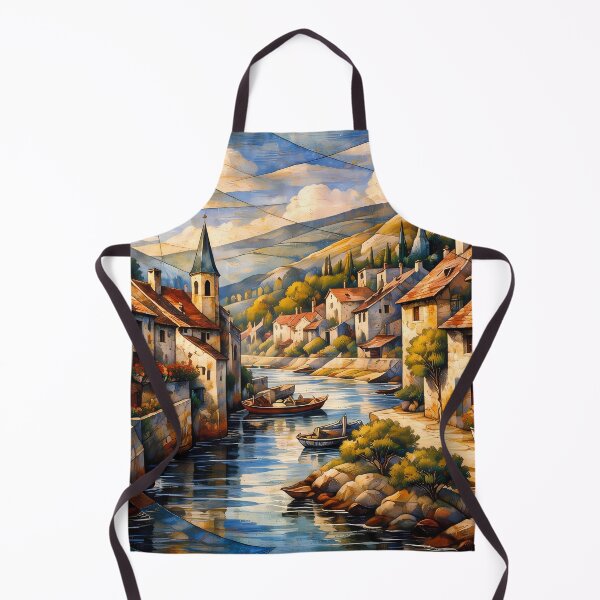 Item preview, Charming Riverside Village Scene designed and sold by cuprum.