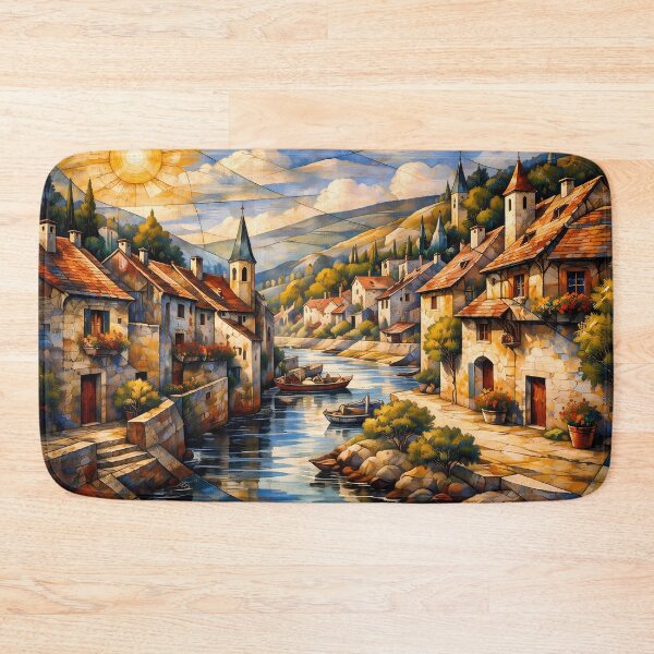Item preview, Charming Riverside Village Scene designed and sold by cuprum.
