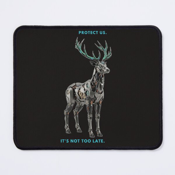 Item preview, Cyberpunk Stag Eco Manifesto: Protect Us It Is Not Too Late Mechanical Deer designed and sold by CalmFrameArt.