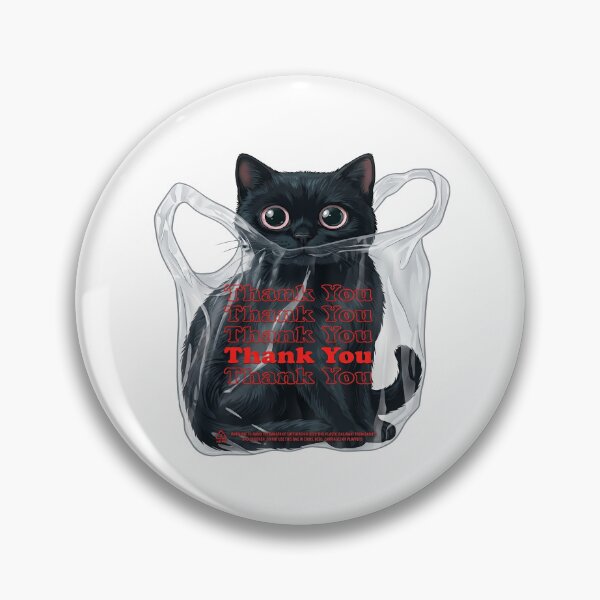 Item preview, Black Cat in Thank You Plastic Bag designed and sold by TeeARTHY.