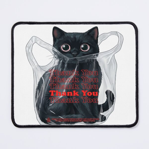 Item preview, Black Cat in Thank You Plastic Bag designed and sold by TeeARTHY.
