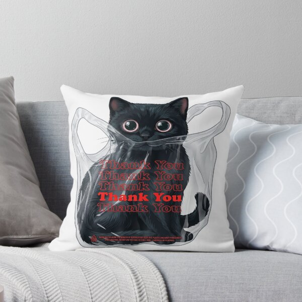 Item preview, Black Cat in Thank You Plastic Bag designed and sold by TeeARTHY.