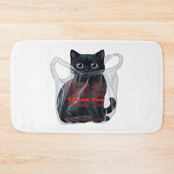 Item preview, Black Cat in Thank You Plastic Bag designed and sold by TeeARTHY.