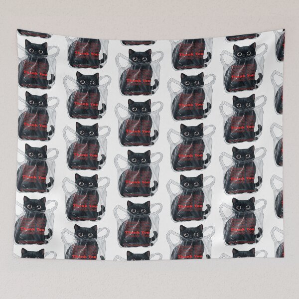 Item preview, Black Cat in Thank You Plastic Bag designed and sold by TeeARTHY.