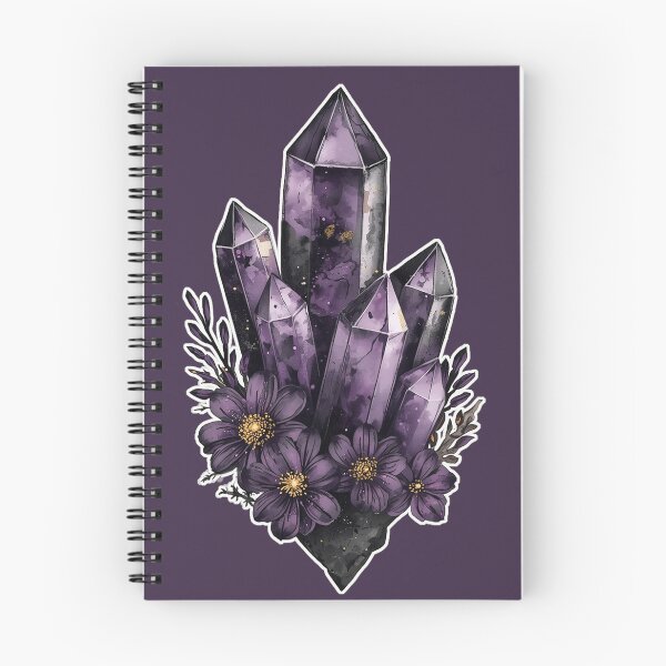 Item preview, Dark Botanical Amethyst Crystal and Purple Flowers designed and sold by  AureliusX.