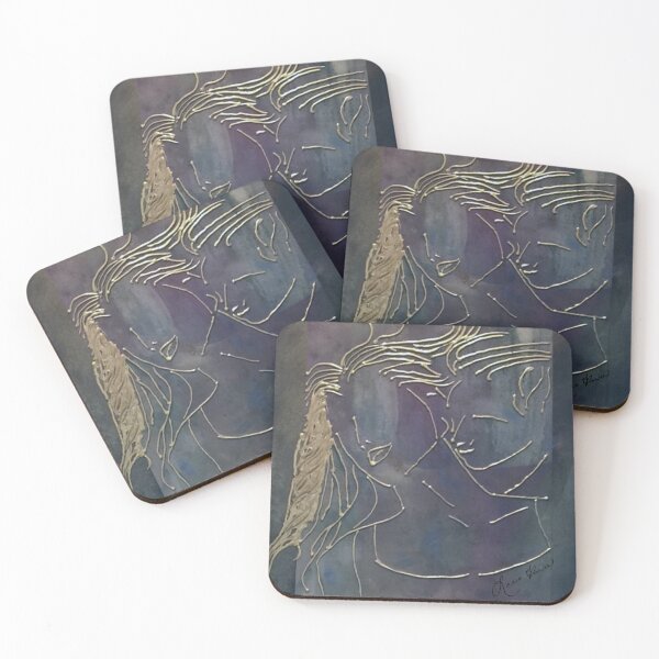 Item preview, Man and Woman Silhouette with Flowing Golden Lines designed and sold by LorieFossaArt.