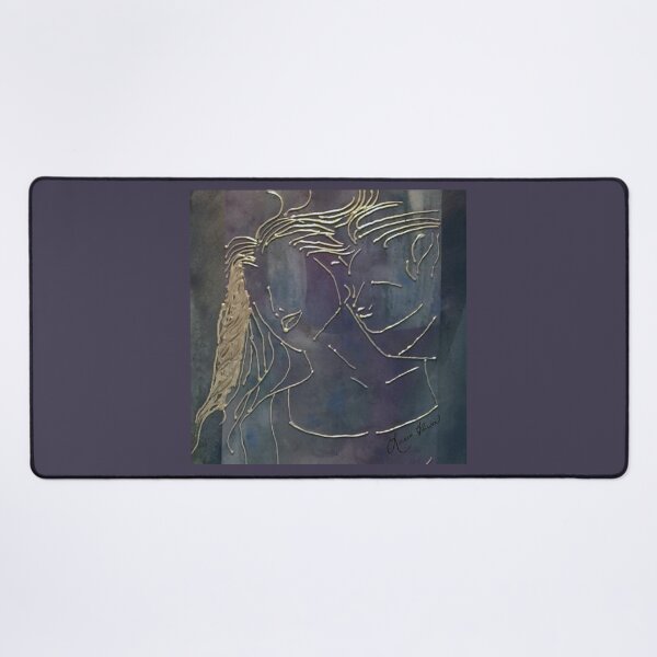 Item preview, Man and Woman Silhouette with Flowing Golden Lines designed and sold by LorieFossaArt.