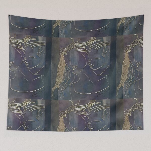 Item preview, Man and Woman Silhouette with Flowing Golden Lines designed and sold by LorieFossaArt.