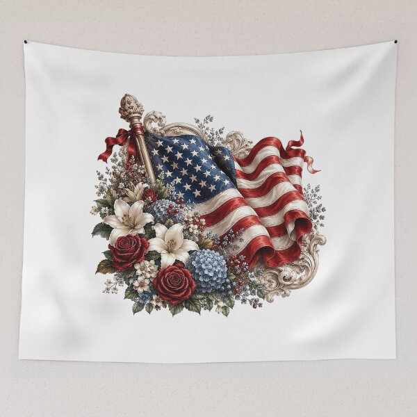 Item preview, Patriotic Floral American Flag designed and sold by PetalGarden.