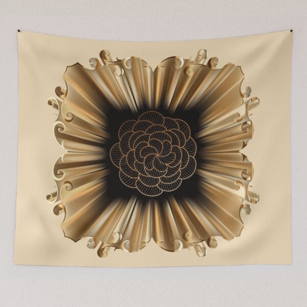 Item preview, Golden  Abstract Floral | Luxury  Geometric  Radiant  Art Decor designed and sold by Rawafi Art Studio.