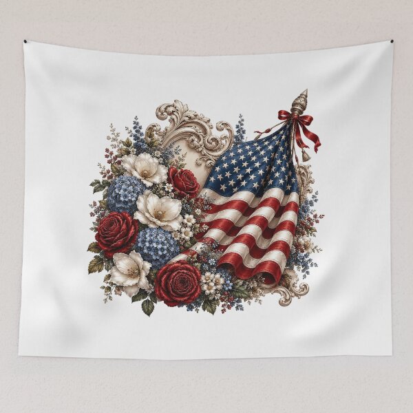 Item preview, Patriotic Floral American Flag designed and sold by PetalGarden.