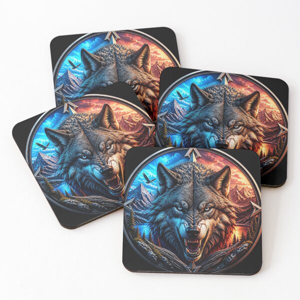 Item preview, Majestic Wolf Compass - Fire and Ice Wilderness Art designed and sold by AgnesB77.