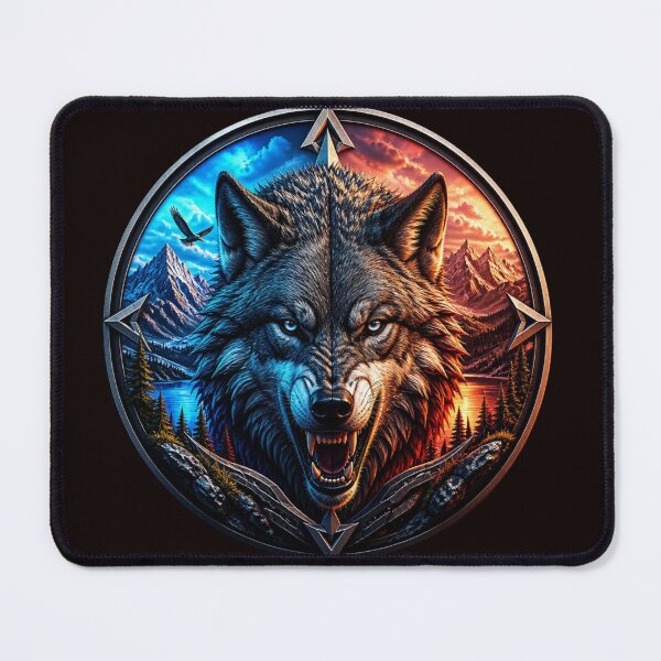 Item preview, Majestic Wolf Compass - Fire and Ice Wilderness Art designed and sold by AgnesB77.