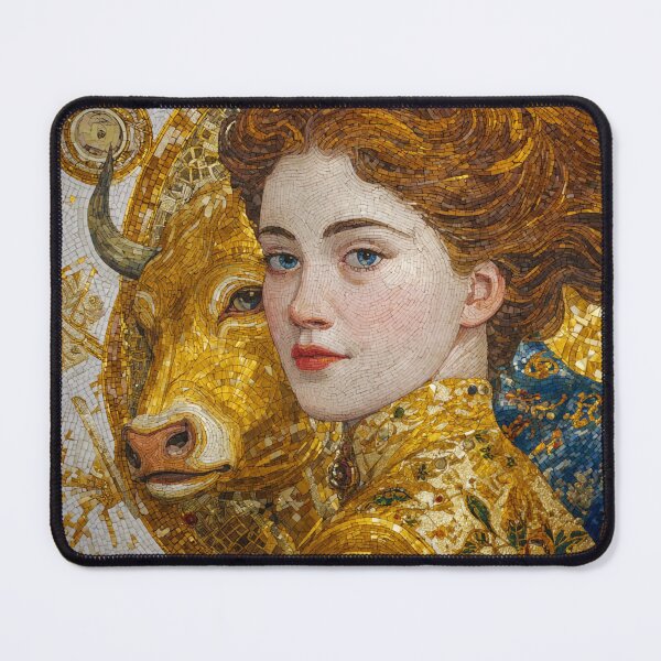 Item preview, Taurus Zodiac Art - Vintage Nouveau Golden Bull Goddess designed and sold by KissMyBerry.