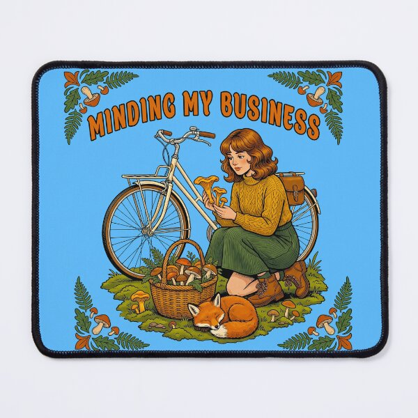 Item preview, Cottagecore Girl Bicycle and mushroom designed and sold by TeeARTHY.