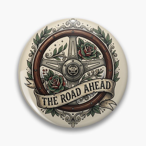 Item preview, Classic 1960s Wooden Steering Wheel Vintage Tattoo Banner designed and sold by RetroRewind Studio.