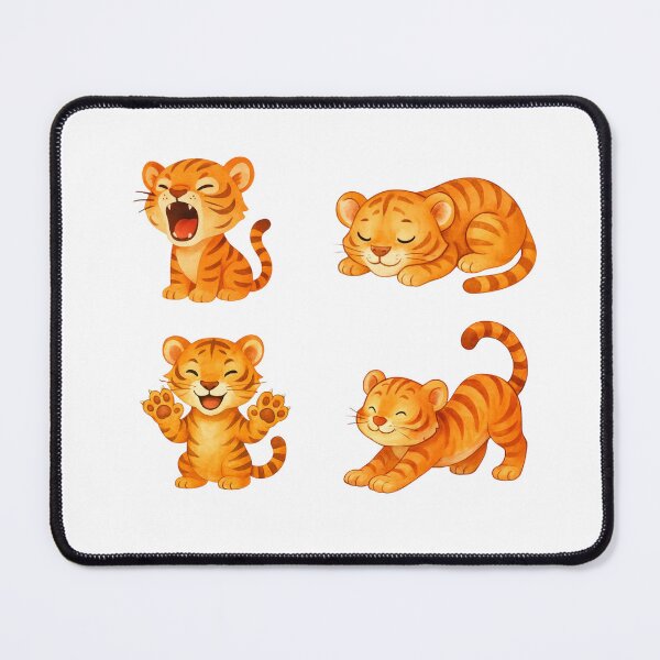 Item preview, Cute Watercolor Tiger Sticker Set – Adorable Jungle Friends Collection (4 Designs) designed and sold by BeaMiciaDoodles.