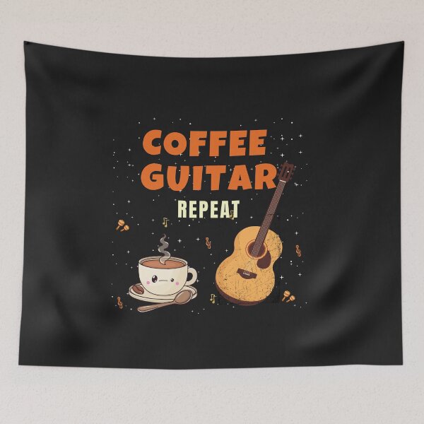 Item preview, Coffee Guitar Repeat Funny Musician Coffee Lover Design designed and sold by Joyful-Pixel.