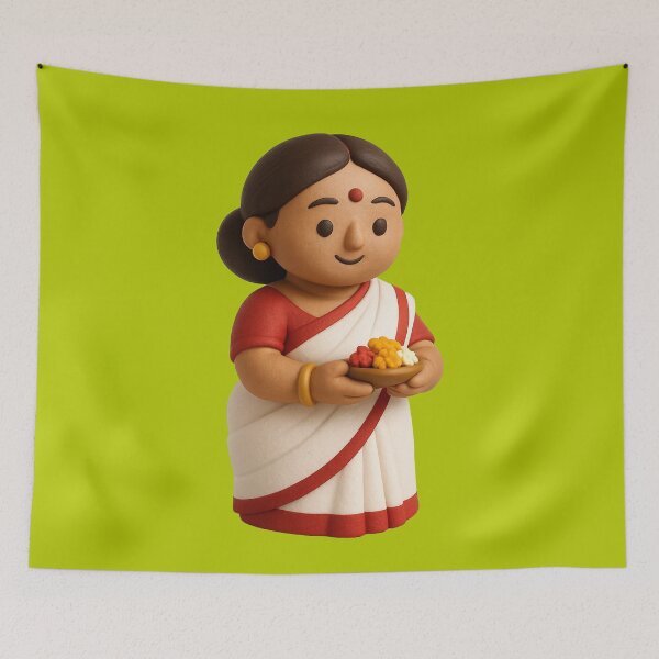 Item preview, Cute Bengali Saree Woman 3D Clay Art designed and sold by krazzyremo.